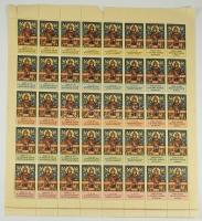 1938 Szt. István év - III. Magyar Nemzeti Bélyegkiállítás, Május havában Bélyegotthon alapítása, 25 éves a MABOE bélyegnapja levélzáró teljes ív.