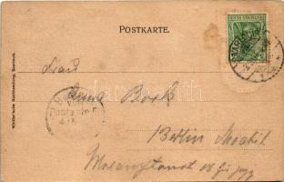 1904 Saarlouis, Gymnasium / grammar school. Winkler'sche Buchhandlung Art Nouveau, litho frame ...