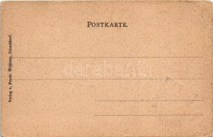 Düsseldorf, Kunsthalle / art museum. Friedr. Wolfrum Art Nouveau, litho frame with coat of arms (EB)