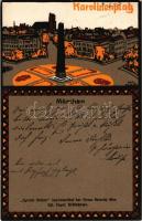 1910 München, Munich; Karolinenplatz / square. Art Nouveau, litho s: Carl Kunst (EK)