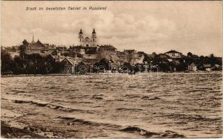 1916 Stadt im besetzten Gebiet in Russland / view + "Infanterie-Regiment Nr. 351. I. (sachs.) B...