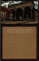 München, Munich; Feldherrnhalle. Art Nouveau, litho s: Carl Kunst (EK)