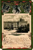1901 Berlin, Schloss / royal castle. Kunstverlag Paul Kohl Art Nouveau, floral, Emb. litho frame wit...