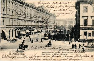 1904 Saint Petersburg, St. Petersbourg, Leningrad, Petrograd; Rue Michel et Hotel d'Europe / st...
