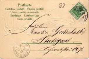 1904 Strasbourg, Strassburg; Orangerie. Art Nouveau, Emb. litho frame with clovers and flag (EK)