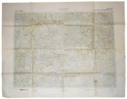 1945 Darmstadt - München, Deutsche Heereskarte L50/M49, 1:300.000, OKH, hajtott, 93x119 cm