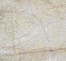 1945 Darmstadt - München, Deutsche Heereskarte L50/M49, 1:300.000, OKH, hajtott, 93x119 cm