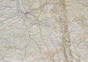 1945 Darmstadt - München, Deutsche Heereskarte L50/M49, 1:300.000, OKH, hajtott, 93x119 cm