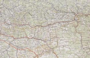 1945 Darmstadt - München, Deutsche Heereskarte L50/M49, 1:300.000, OKH, hajtott, 93x119 cm