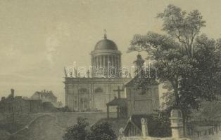 Ludwig Rohbock (1820-1883)-Johann Poppel (1807-1882): Esztergom, Gran, acélmetszet, papír, jelzett a...