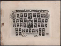 1941 A Budapesti Aranyosi Nyilvános Négyévfolyam Fiu Felső Kereskedelmi 1940-1941 végzett évfolyamának tablófotója, foltos kartonnal, 17x22 cm