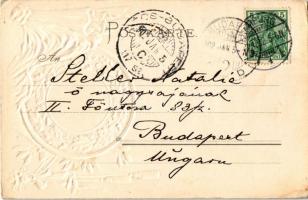 1902 Hamburg, Jungfernstieg. Verlag v. C. Worzedialeck Art Nouveau, Emb. litho with coat of arms (pi...