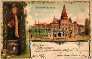 1902 München, Munich; Löwenbräukeller / beer hall, palace. Ebner &amp; Guhra Kunstanstalt Art No...