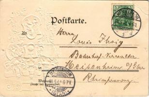 1901 Heidelberg, Schloss. Stadtwappen von Heidelberg, Kurpfälzisches Wappen / castle. Art Nouveau, f...