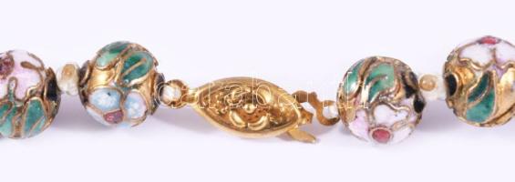 Tűzzománc díszítéses nyaklánc, h: 51 cm