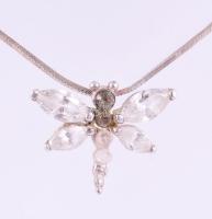 Ezüst (Ag) nyaklánc köves pillangó medállal, jelzett, bruttó 4,2g