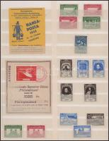 ca 1915 Filatéliai kiállítási témájú levélzáró összeállítás kétoldalas berakólapon