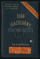 1933 Budapesti Kir. M. Pázmány Péter Tudományegyetem fényképes diákigazolványa joghallgató részére