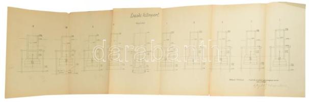 1919 Bp., Székesfővárosi Vízművek, Északi kútcsoport gyűjtőkút tervrajza,  Haffner Károly (1869-1935) mérnök, építési igazgató aláírásával (+1 további aláírással), kisebb lapszéli sérülésekkel, 34x121 cm