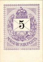 Magyar Királyi Posta lila 5 Krajcáros bélyege / Hungarian 5 Kreuzer purple stamp (non PC)