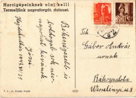 1943 Harcigépeinknek olaj kell! Termeljünk napraforgót, ricinust! Második világháborús magyar katona...