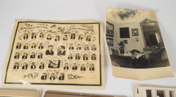 6 db vegyes régi fotó (keményhátú fotók, tablófotó, stb.), változó állapotban, 10,5x16 cm és 22,5x29...