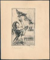 Varga Nándor Lajos (1895-1978): Erotikus ex libris Galambos Ferenc, rézkarc, papír, jelzett, 8,5×5,5 cm