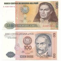 Peru 1987. 100I + 500I T:UNC,AU Peru 1987. 100 Intis + 500 Intis C:UNC,AU Krause P#133, P#134