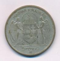 1930. 5P Ag "Horthy jobbra" T:F patina
Adamo P8