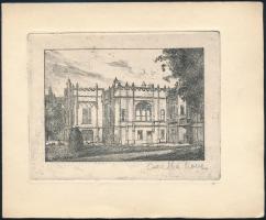 Pálfalviné Csasztka Ilona: Gótikus épület. Rézkarc, papír, jelzett, 9x12 cm