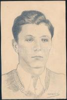 Csergezán Pál jelzéssel: Portré. Ceruza, papír. 15x10 cm