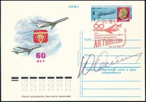 Jurij Artyuhin (1930-1998) szovjet űrhajós aláírása levelezőlapon / Signature of Yuriy Artyukhin (1930-1998) Soviet astronaut on postcard
