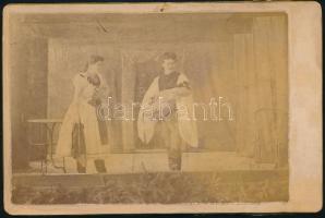 1891 Pozsony, színházi előadás, fotó, hátulján feliratozva, kis sérüléssel, 11×17 cm