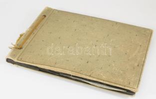 cca 1960-1970 Rádióamatőr társaság fotóalbuma kb. 60 db beragasztott fotóval, zsinórfűzéses vászonkötésben, kissé sérült borítóval, 25x35x2,5 cm
