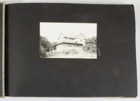 cca 1960-1970 Rádióamatőr társaság fotóalbuma kb. 60 db beragasztott fotóval, zsinórfűzéses vászonkö...