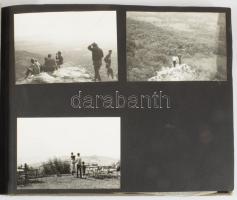 cca 1960-1970 Rádióamatőr társaság fotóalbuma kb. 60 db beragasztott fotóval, zsinórfűzéses vászonkö...