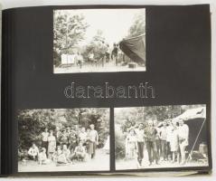 cca 1960-1970 Rádióamatőr társaság fotóalbuma kb. 60 db beragasztott fotóval, zsinórfűzéses vászonkö...