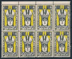 1908 Wiener Werkstätte, császárjubileum levélzáró nyolcastömb / 1908 Kaiserhuldigung poster stamp set of 8 sign. Löffler 24 x 36 mm