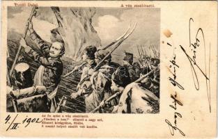 1902 A vén zászlótartó. Petőfi Dalai. Magyar folklór művészlap, Serie 826. / Hungarian folklore art ...