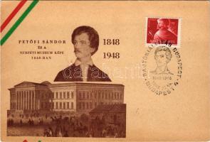 1948 Budapest VIII. Petőfi Sándor és a Nemzeti Múzeum képe 1848-ban. TCV card (non PC) + "Talpr...