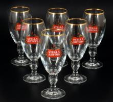 "Stella Artois" üveg söröspohárkészlet, eredeti dobozában, 6 db, 0,25 l, m: 18 cm