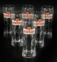 'Borsodi' üveg söröskorsó készlet, dobozban, 6 db, 0,5 l, m: 20 cm