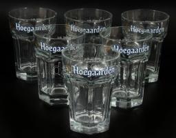 'Hoegaarden' üveg söröskorsó készlet, eredeti dobozában, 6 db, 0,4 l, m: 13 cm