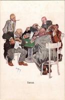 Tarock. Gentlemen playing card games, art postcard. B. K. W. I. 234-4. s: Carl Josef (fl)