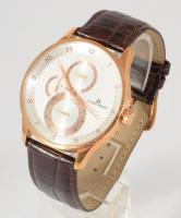 Jacques Lemans karóra, kvarc, bőr szíjjal, d: 4 cm