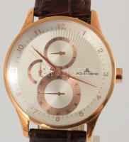 Jacques Lemans karóra, kvarc, bőr szíjjal, d: 4 cm