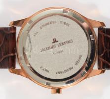 Jacques Lemans karóra, kvarc, bőr szíjjal, d: 4 cm