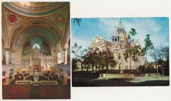 Szeged - 2 db MODERN képeslap: zsinagóga, belső (Képzőművészeti Alap)