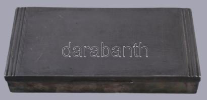 Ezüstözött ón díszdoboz, 9x18 cm