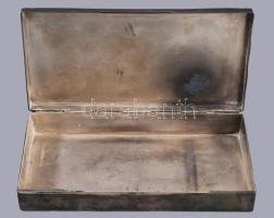 Ezüstözött ón díszdoboz, 9x18 cm